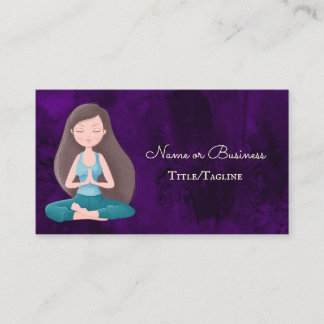 Cartão De Visita Linda Meditação de Yoga Roxa