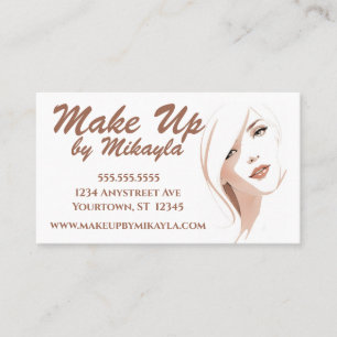 Cartão De Visita Linda Mulher Compõe Cabelo Cosmético Stylist
