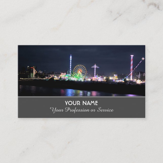 Cartão De Visita Linda roda-gigante branca em frente ao céu azul (Frente)