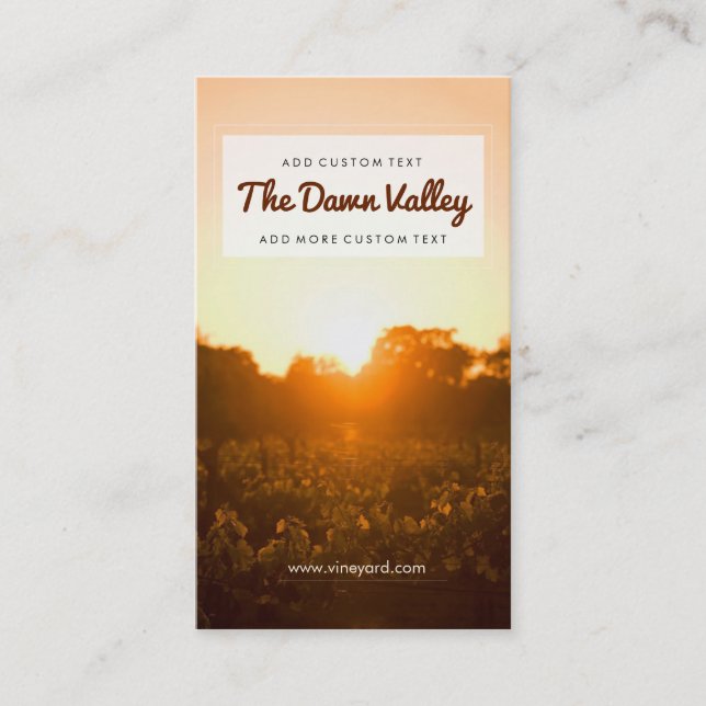 Cartão De Visita Linda Vineyard na Dawn Eleger Vineyard Winery (Frente)