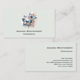 Cartão De Visita Lindas borboletas e flores