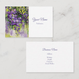 Cartão De Visita Lindas Flores De Wisteria Em Aquarela