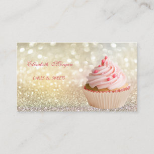Cartão De Visita Lindo Adorável Elegante Bokeh Padaria de Cupcake