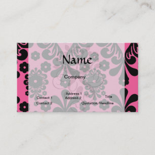 Cartão De Visita lindo damasco preto em rosa brilhante chique