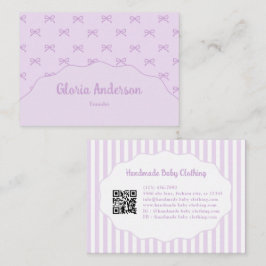 Cartão De Visita Lindo Feminino Roxo Branco Laços Listras