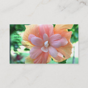 Cartão De Visita Lindo Flor de Hibiscus Amarelo, Laranja e Rosa