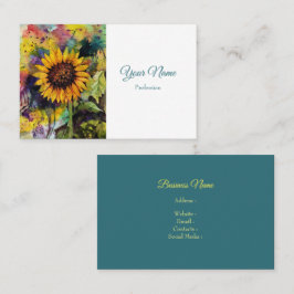 Cartão De Visita Lindo Girassol Em Aquarela
