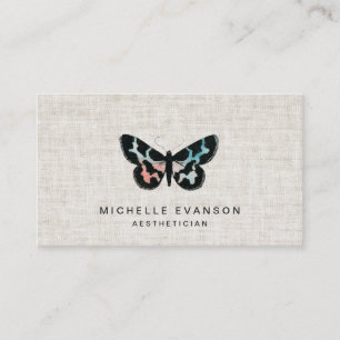 Cartão De Visita Lindo logotipo de borboleta em aquarela Elegante L