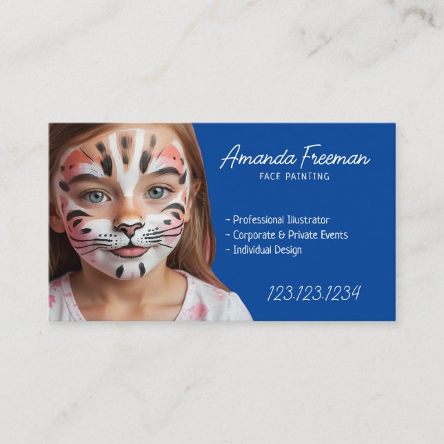 Cartão De Visita Lindos, Azuis e Brancos - Pintura na Face (Frente)