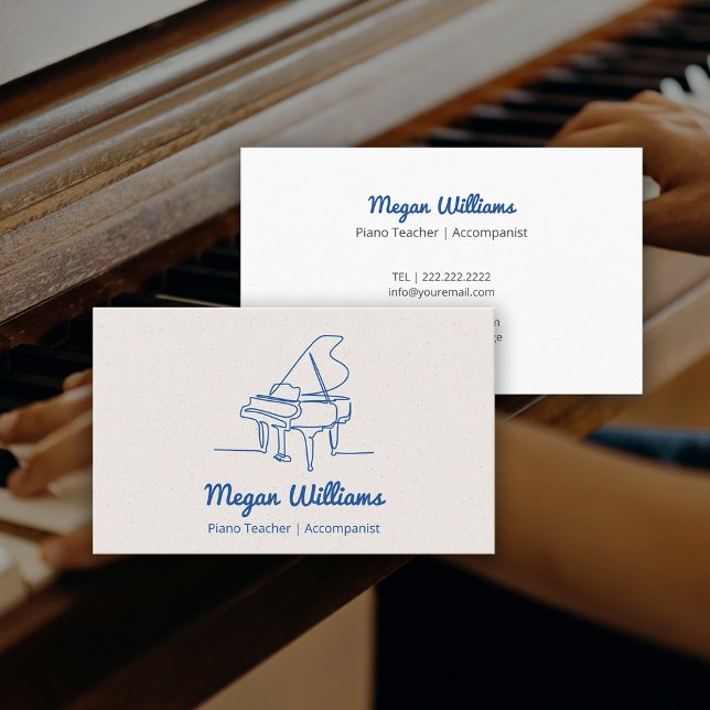 Cartão De Visita Line Drawing Grand Piano Teacher Music Lesson (Line Drawing Grand Piano Teacher Music Lesson Business Card)