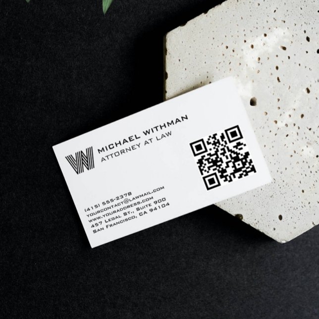 CARTÃO DE VISITA LINE MONOGRAM  MASCULINE QR ATTORNEY ACCOUNTANT (Criador carregado)
