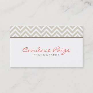Cartão De Visita Linen Beige Modern Chevron Stripes