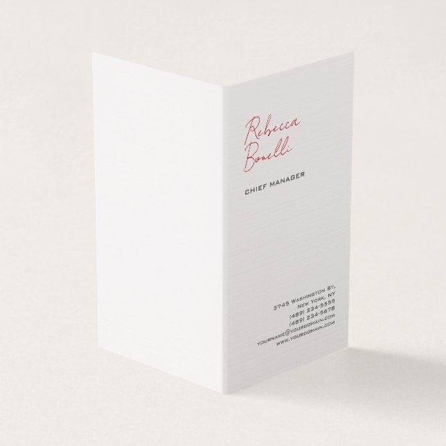 Cartão De Visita Linen Modern Caligrafia Profissional Minimalista (Exterior)