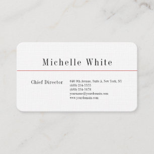 Cartão De Visita Linen Plain Elegant White Professional Modern