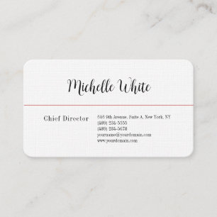 Cartão De Visita Linen Plain Elegant White Professional Modern