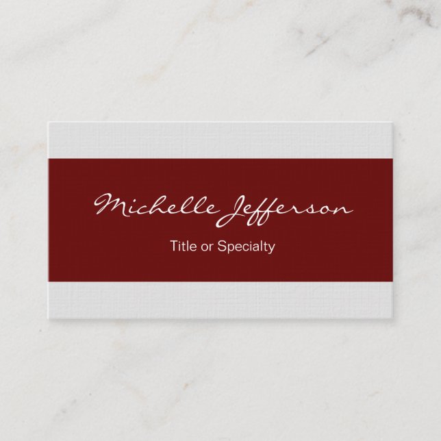 Cartão De Visita Linen Red Cinza Lined Trendy Professional Modern (Frente)