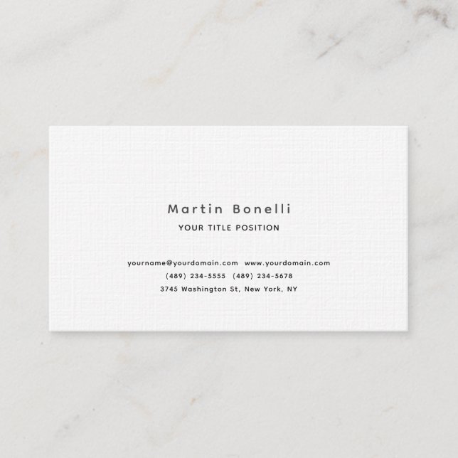 Cartão De Visita Linen Unique Classical Simple Black White (Frente)