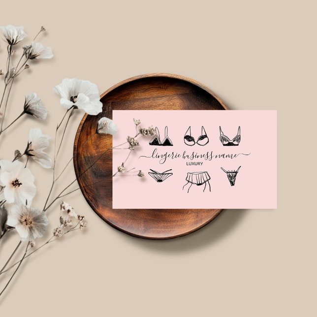 Cartão De Visita Lingerie de compra de roupa interior rosa-fina (Criador carregado)