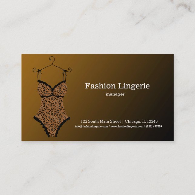 Cartão De Visita Lingerie de Moda (Frente)