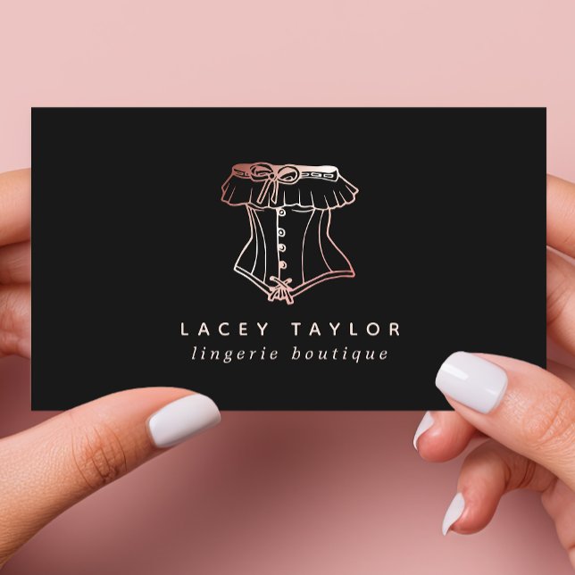 Cartão De Visita Lingerie do logotipo do Corset Vintage Boutique (Criador carregado)