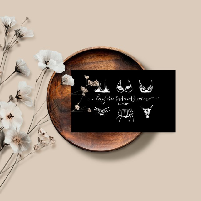 Cartão De Visita Lingerie preto (Criador carregado)