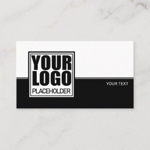 Cartão De Visita Linha branca preta minimalista Modelo de logotipo