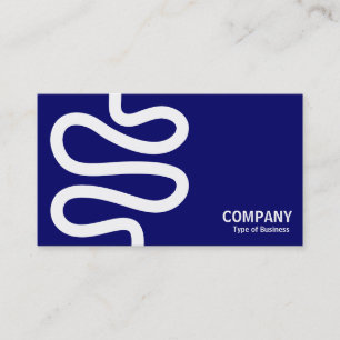 Cartão De Visita Linha Curva - Branco sobre Azul Escuro