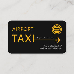 Cartão De Visita Linha de Avião de Táxi do Aeroporto Amarelo