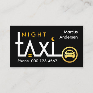 Cartão De Visita Linha de Direção da Rota do Táxi Noturno