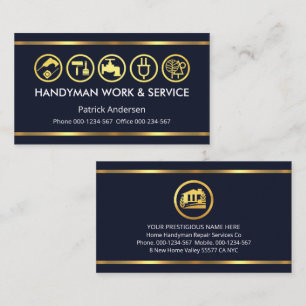 Cartão De Visita Linha de ferramentas Douradas minimalistas simples