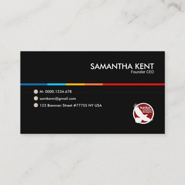 Cartão De Visita Linha impressionante preta simples fundador do CEO (Frente)