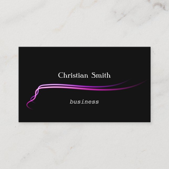 Cartão De Visita Linha Roxa de Neon em fundo preto (Frente)