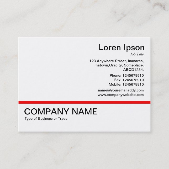 Cartão De Visita Linha Vermelha v2 - Preto em Branco (Frente)