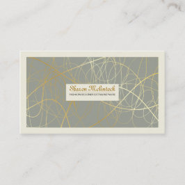 Cartão De Visita Linhas Abstrato de ouro
