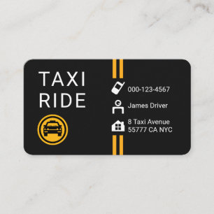Cartão De Visita Linhas de Táxi Amarelo Minimalistas Simples