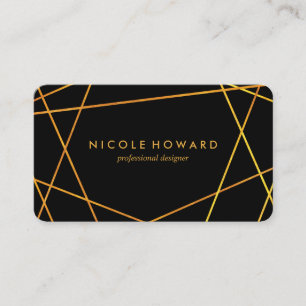 Cartão De Visita Linhas Douradas refinadas a preto