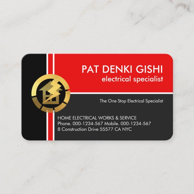 Cartão De Visita Linhas Elétricas de Risco Vermelho (Frente)