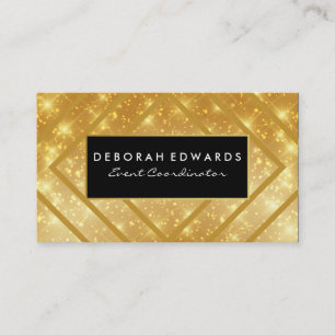 Cartão De Visita Linhas Geométricas Douradas Elegantes com Sparkle 