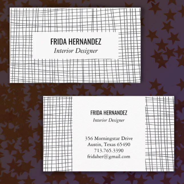 Cartão De Visita Linhas Grelhas Mínimas Desenhadas À Mão, Negrito (Criador carregado)