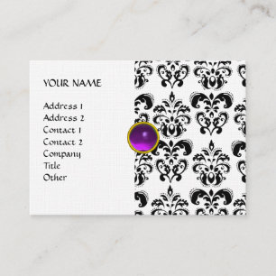 Cartão De Visita LINHO DAMASK MON RUBY roxo dourado cinza brilhante