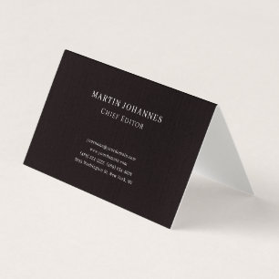 Cartão De Visita Linho Premium Elegante Preto Minimalista