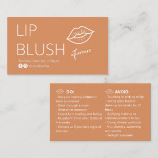 Cartão De Visita  Lip Blush Tattoo Aftercare Advice Card
