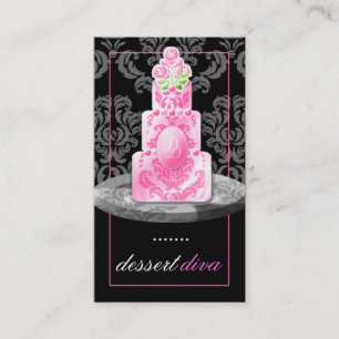 Cartão De Visita Liquorice do monograma da diva 311-Dessert