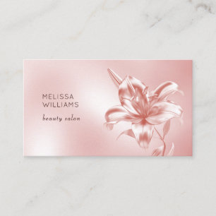Cartão De Visita Lírio Flor 3D Blush Metálico