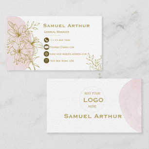 Cartão de Visita - Lírio Floral Dourado Elegante