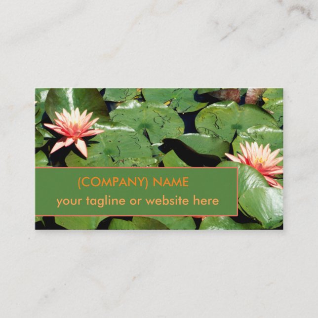 Cartão De Visita Lírios de água do pêssego, flores de Lotus, (Frente)