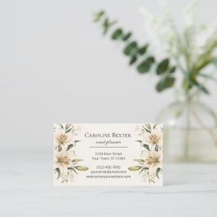 Cartão De Visita Lírios Desenhados Floral Elegante