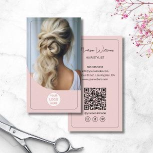 Cartão De Visita Lista de Cabelos Logotipo Personalizado Foto QR Có