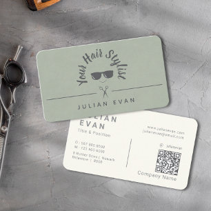 Cartão De Visita Lista de Cabelos Verdes do Ícone Verde Moderno de 