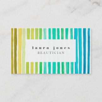 Cartão De Visita Lista de Estilos Contemporâneos de Stripes de Aqua